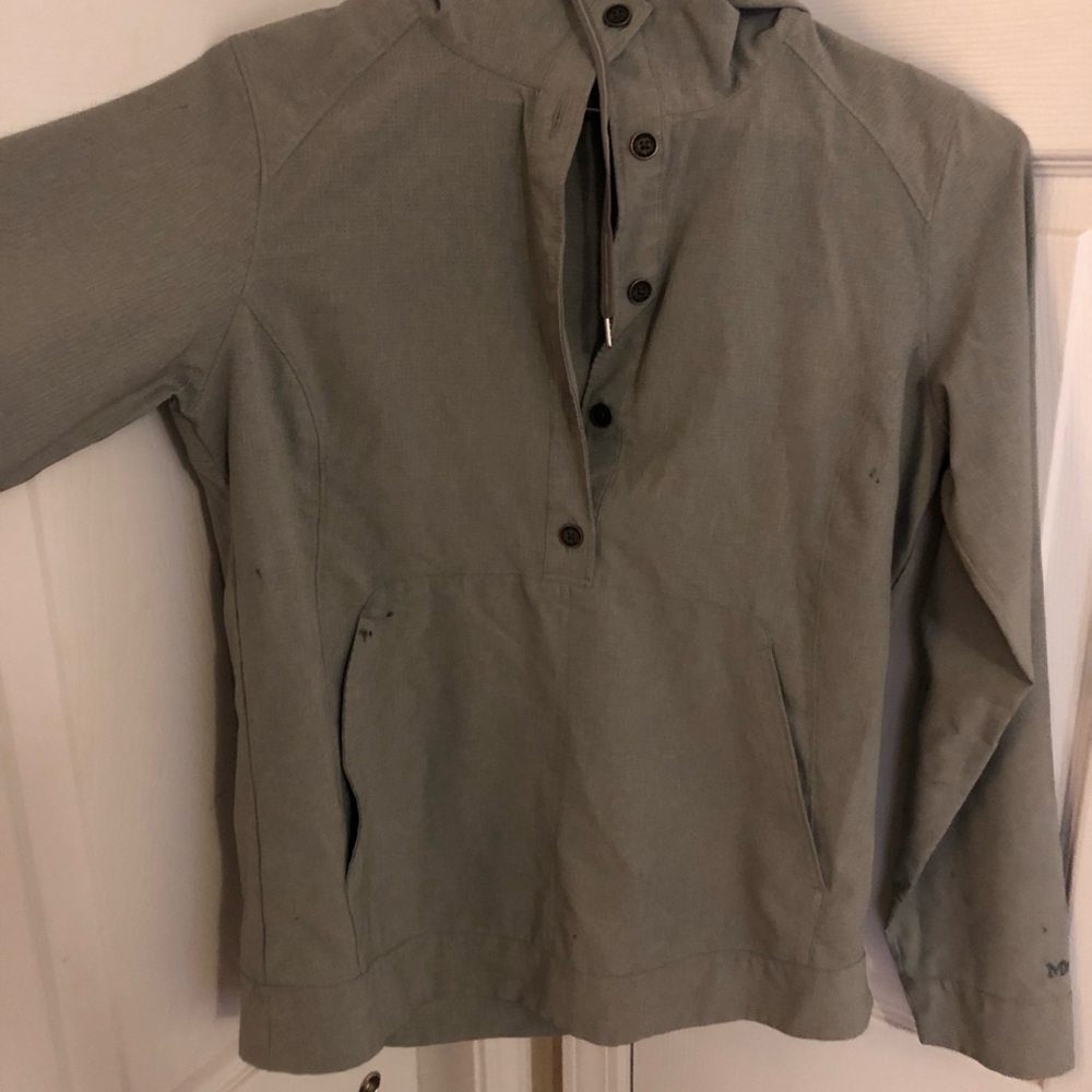 Marmot hooded Henley- light wt wicking, exploded pen damage, worn once. medium